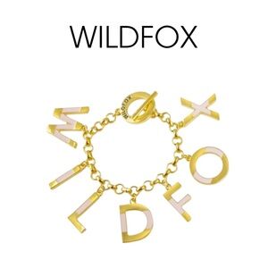 Wildfox Couture 2012 Gold & Pink Logo Letter Charm Toggle Bracelet NWT